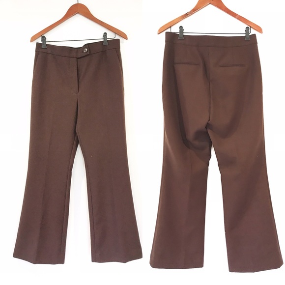 Ann Taylor Pants - Ann Taylor Brown Wide Leg Flare Dress Pants Size 8 High Rise Pockets